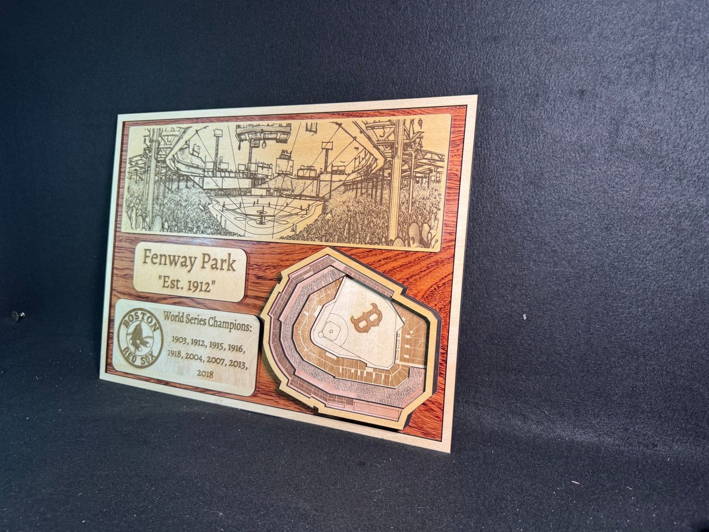 Fenway Park 3D Layered Wood Art - Boston Red Sox Baseball (Handmade)