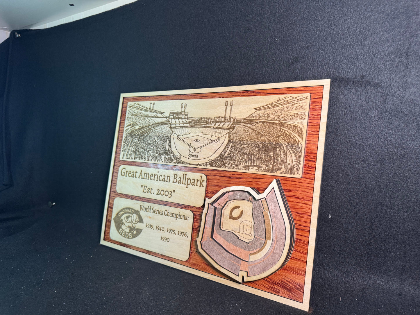 Great American Ballpark 3D Layered Wood Art - Cincinnati Reds Baseball (Handmade)