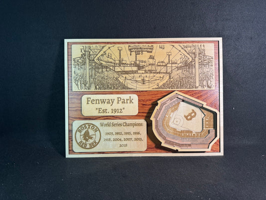 Fenway Park 3D Layered Wood Art - Boston Red Sox Baseball (Handmade)