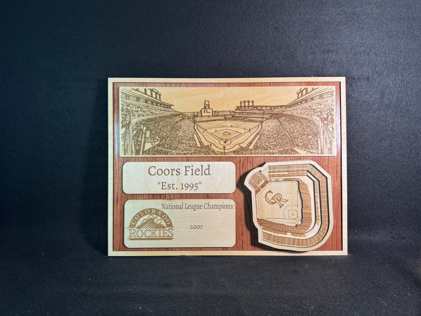 Coors Field 3D Layered Wood Art - Colorado Rockies Baseball (Handmade)