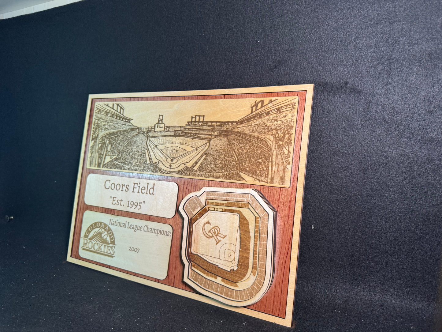 Coors Field 3D Layered Wood Art - Colorado Rockies Baseball (Handmade)