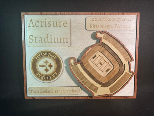 Acrisure Stadium 3D Layered Wood Art -Pittsburgh Football (Handmade)