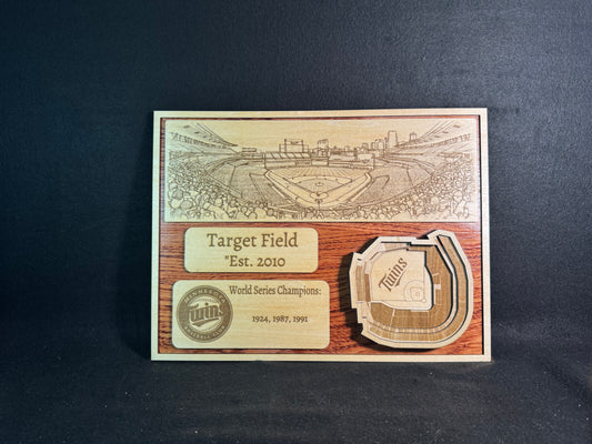 Target Field 3D Layered Wood Art - Minnesota Twins Baseball (Handmade)