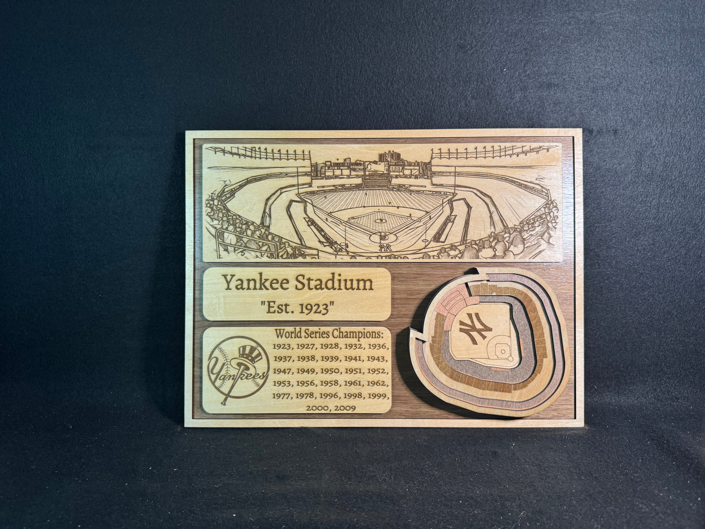 Yankee Stadium 3D Layered Wood Art - New York Yankees Baseball (Handmade)