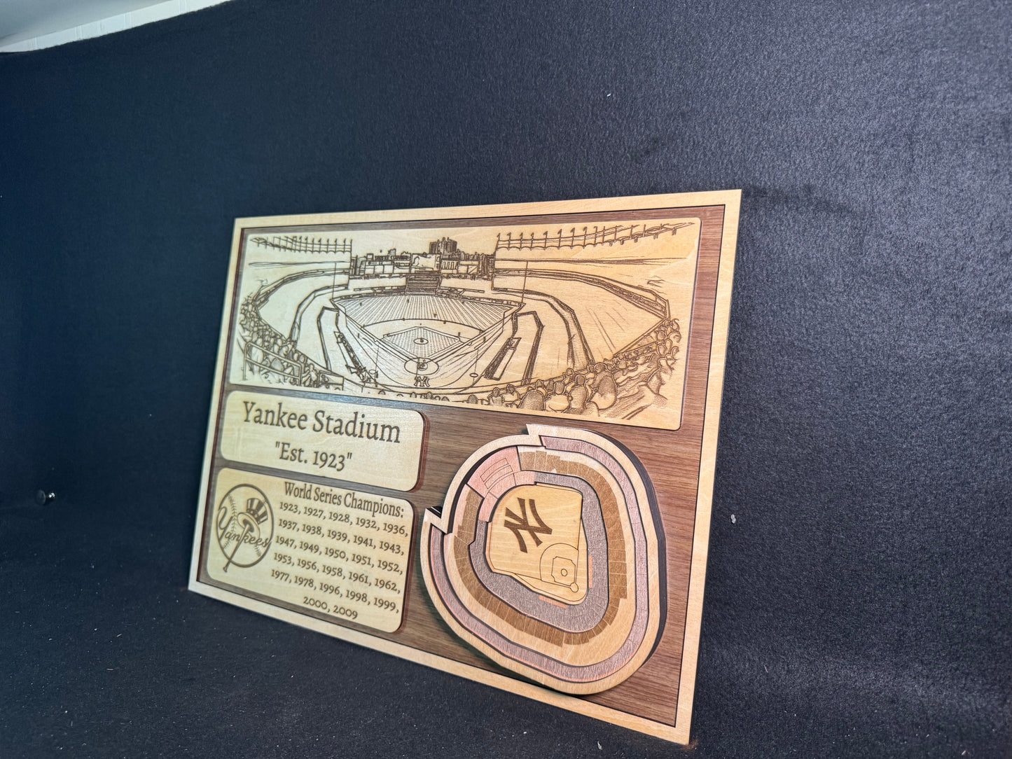 Yankee Stadium 3D Layered Wood Art - New York Yankees Baseball (Handmade)